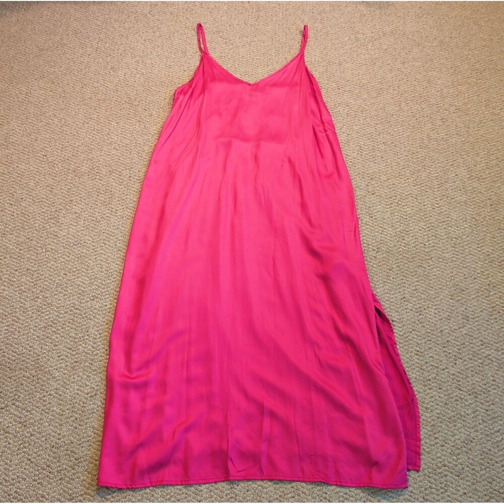 Old Navy Satin Maxi Slip Dress Womens 2X Pink Barbiecore Sleeveless